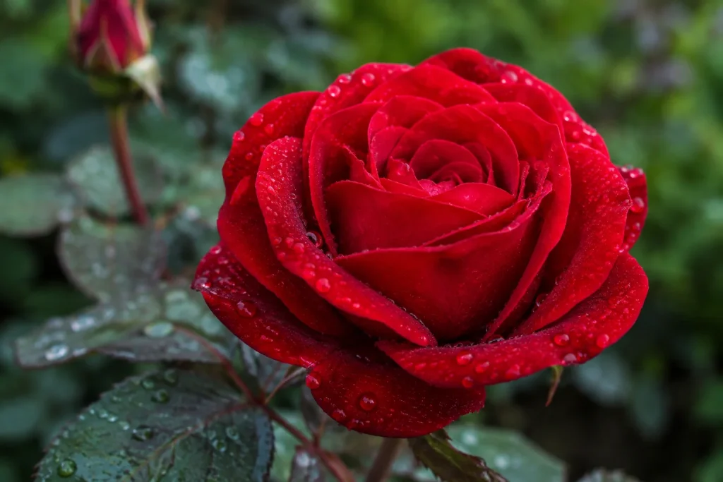 rød rose i flor - blomster krydsord